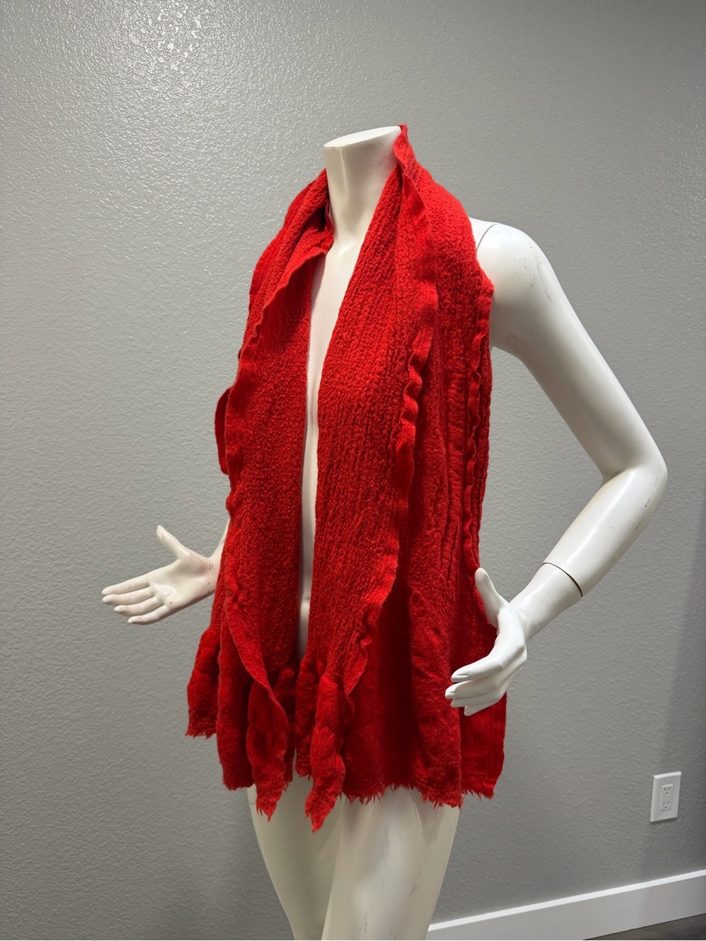 J. Crew Vibrant Red Textured Scarf Wrap